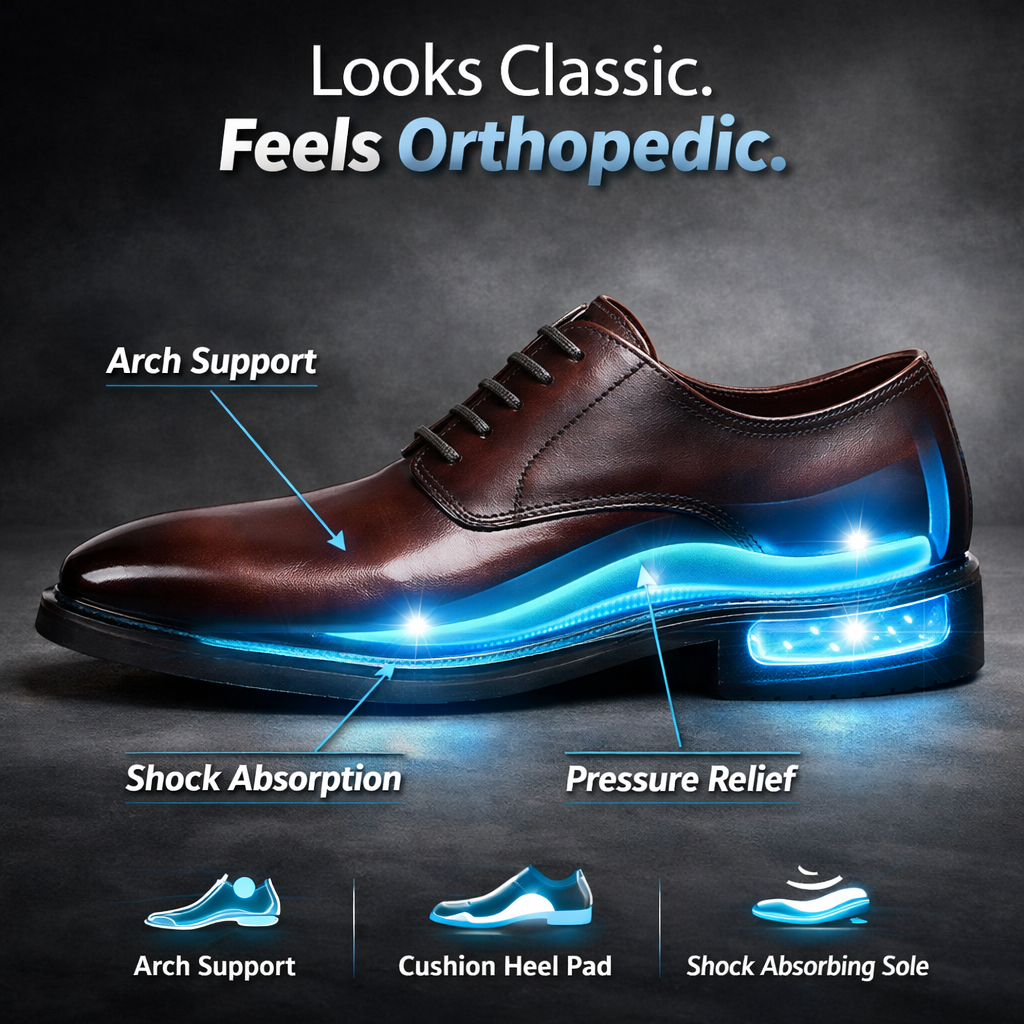 Orthopedic Leather Oxford Dress Shoes – Timeless Style & All-Day Comfort