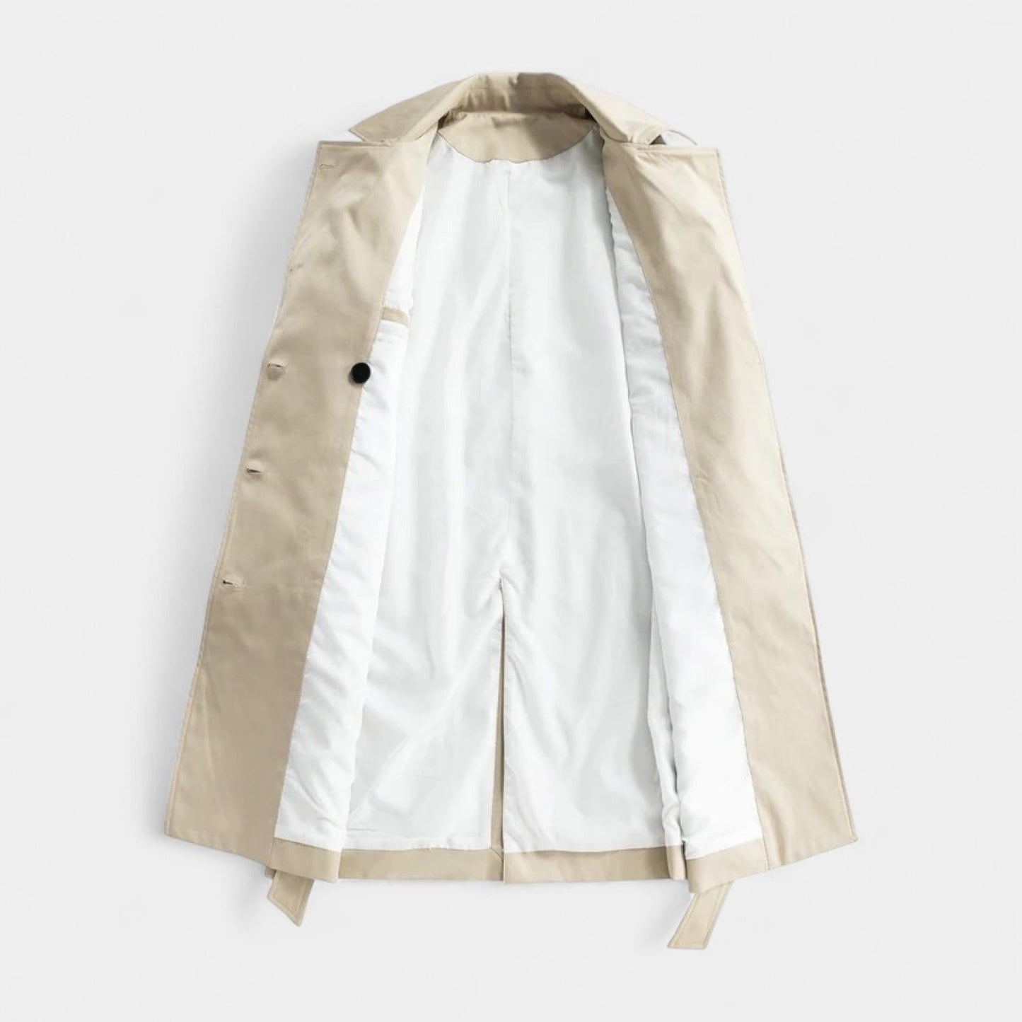 Men's Waterproof Trench Coat - Double-Front Design with Belt and Wide Lapels for Performance and Style