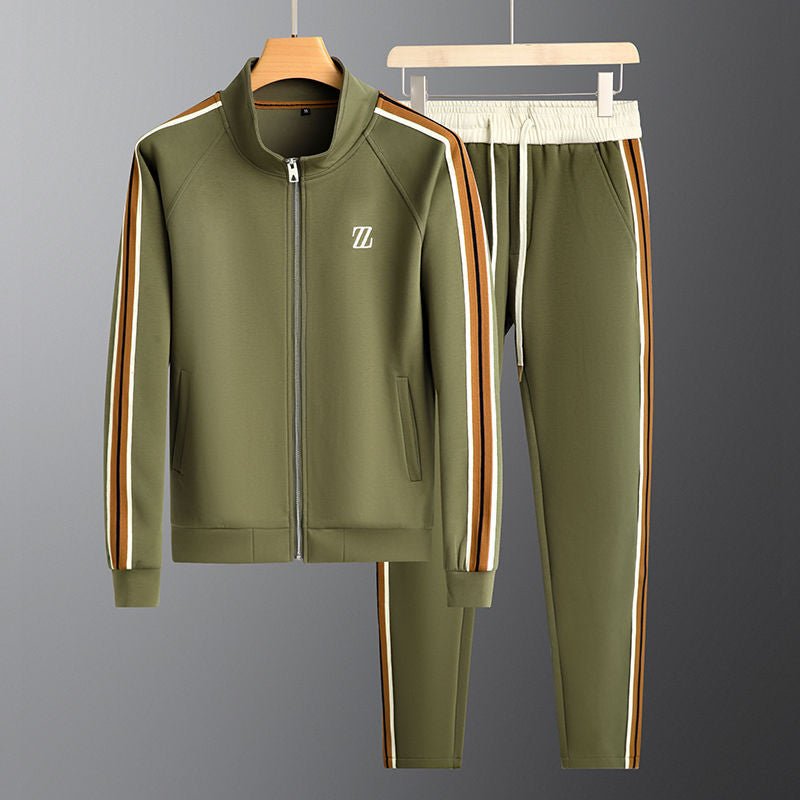 Men’s 2-Piece Tracksuit Set With Zip Jacket and Side-Striped Joggers